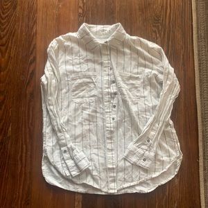 Billabong White with Black Pinstripe Blouse